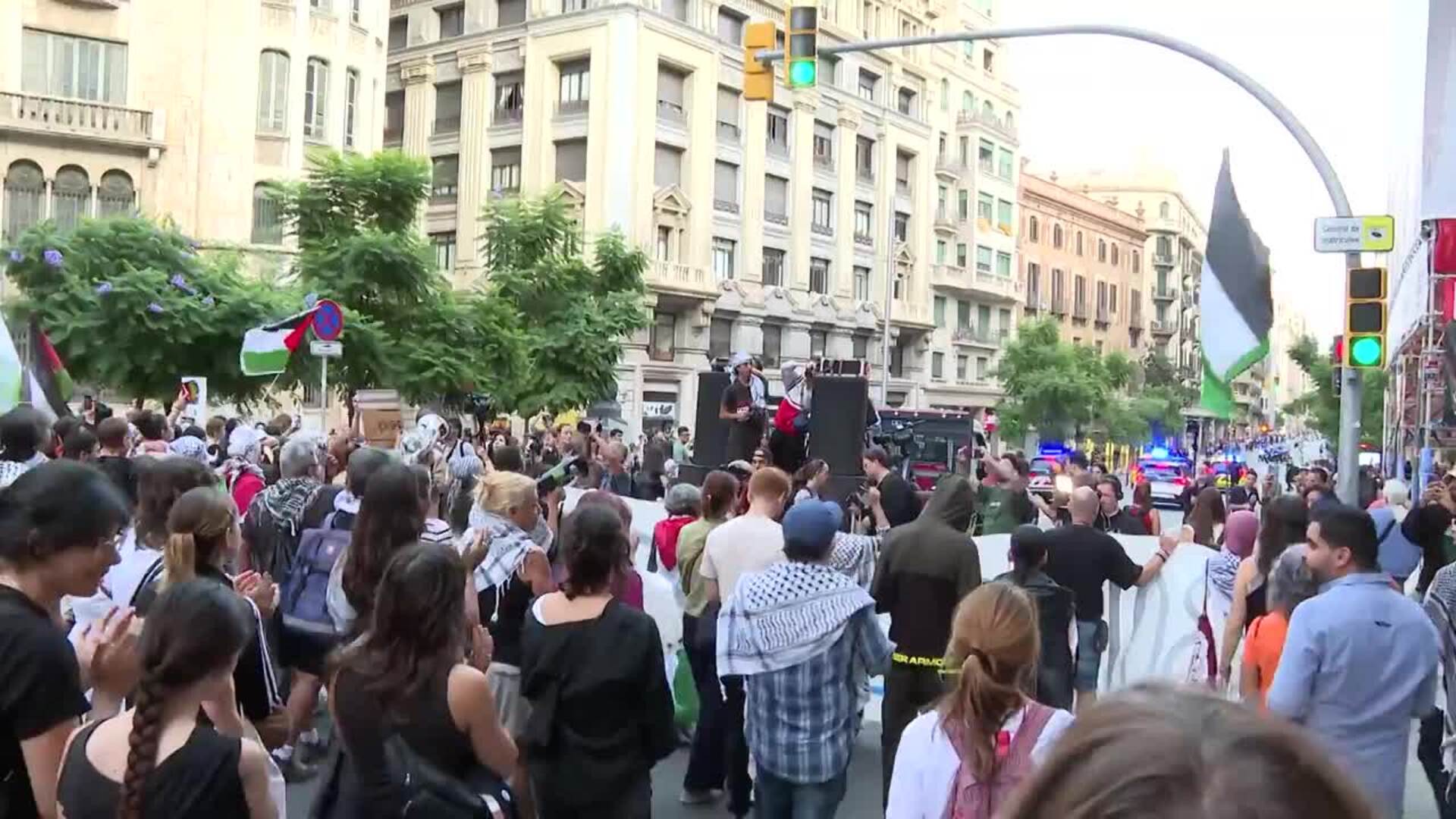 Centenares de personas piden el "boicot a Israel" en una nueva manifestación en Barcelona