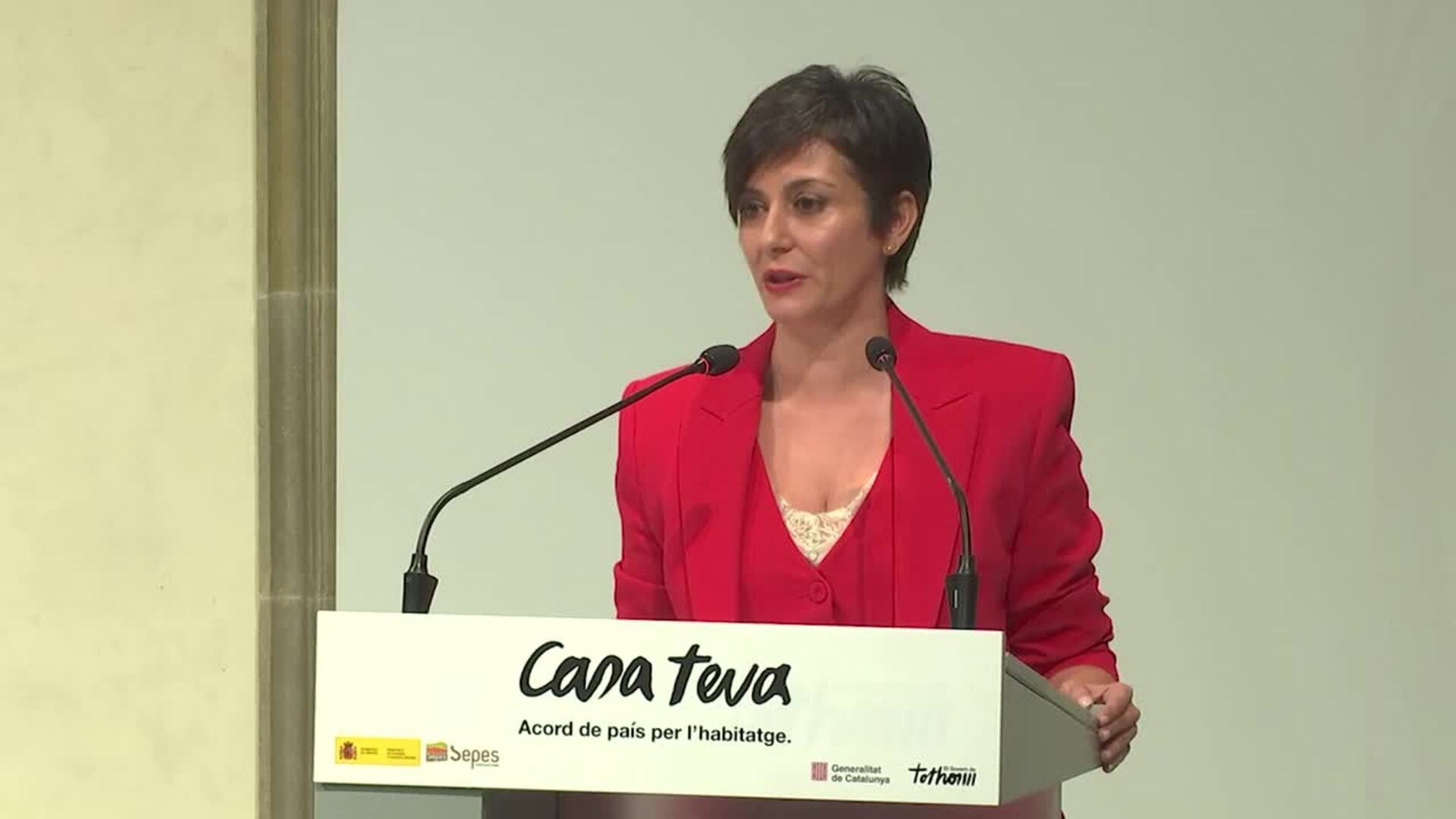 Isabel Rodríguez, sobre políticas de vivienda de Illa: Son "inspiradoras y lideran el cambio"