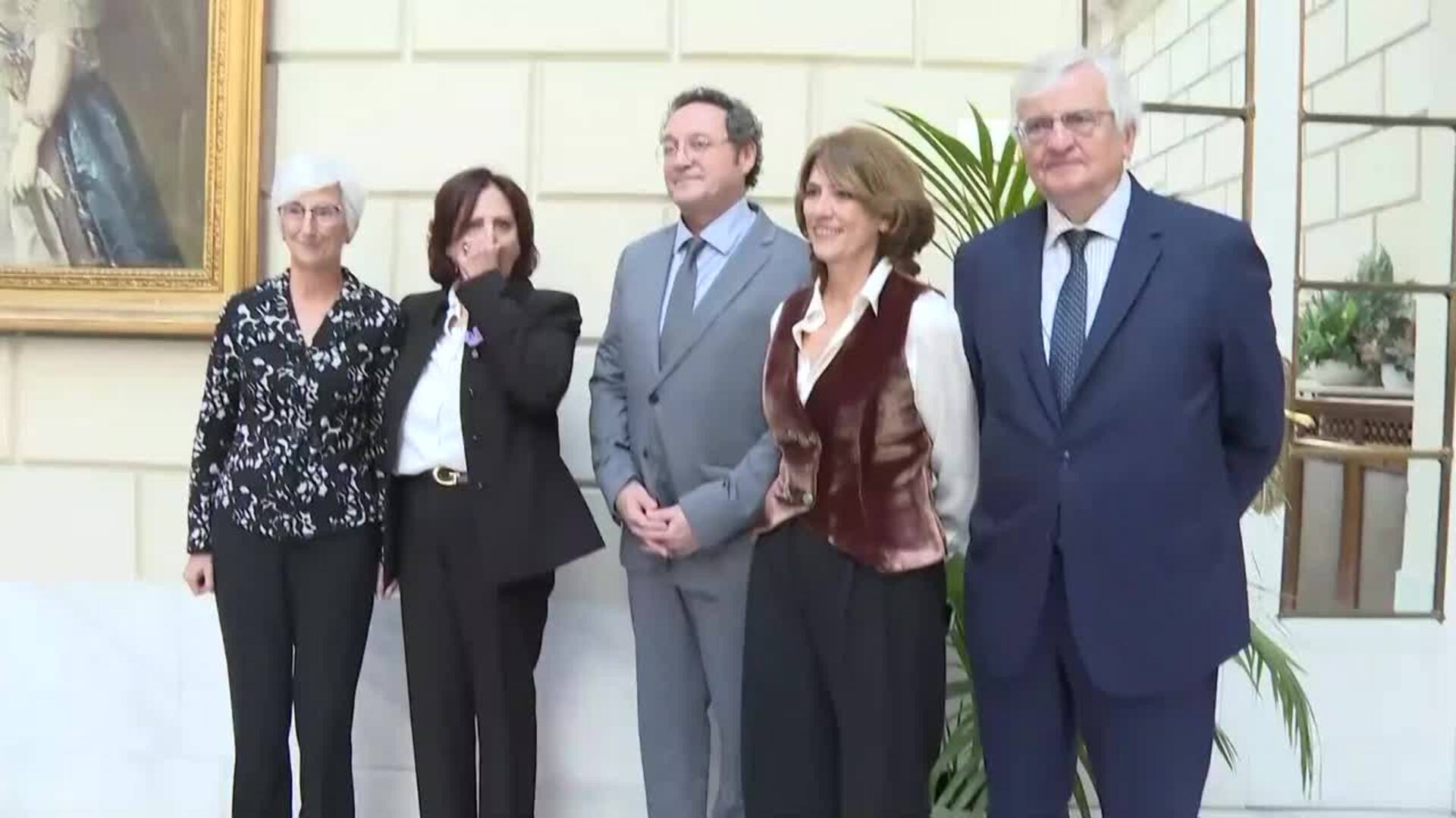 Foto de familia de Peramato junto a García Ortiz y Delgado