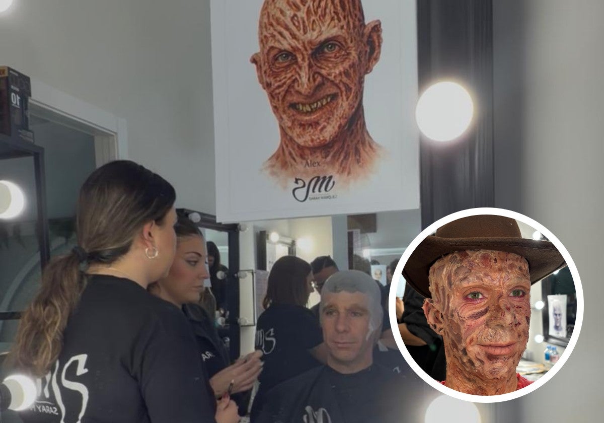 El equipo de Saray Márquez trabajando en el maquillaje de las murgas