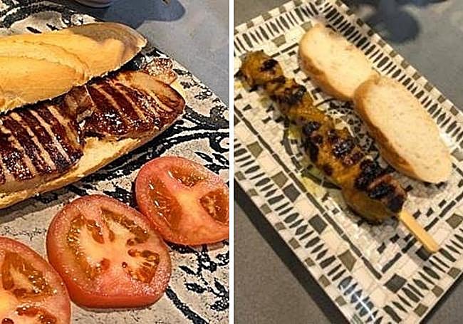 Bocadillo de lomo y pinchitos de Los Castúos