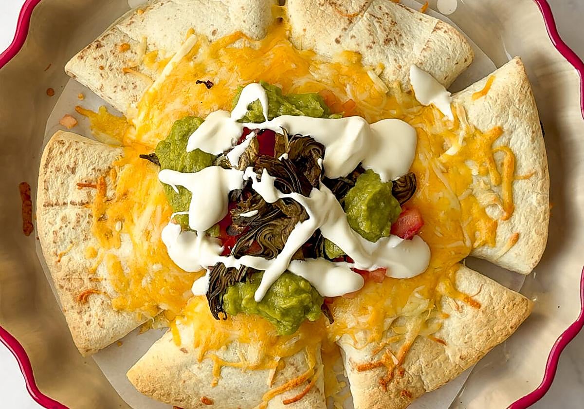 Quesadillas al horno con pollo y verduras