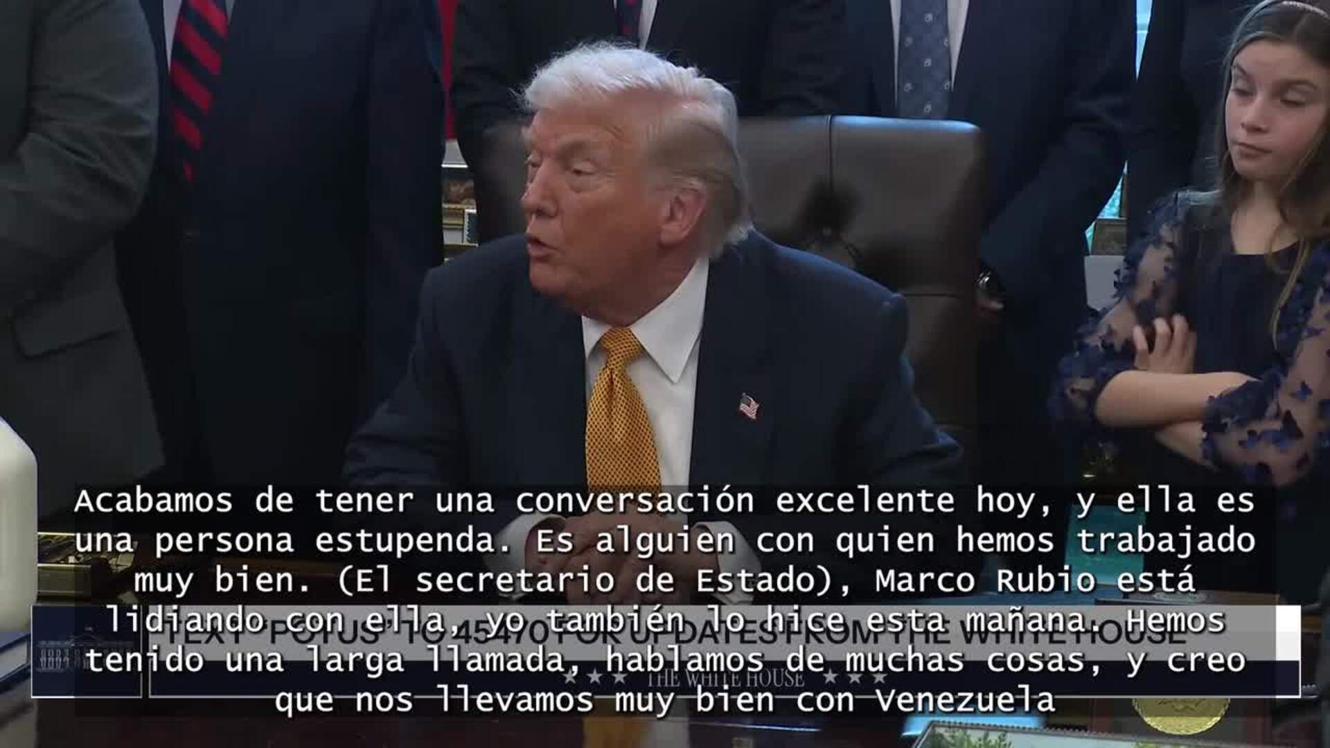 Trump mantiene una "larga" llamada con Delcy Rodríguez: "Es una persona estupenda"