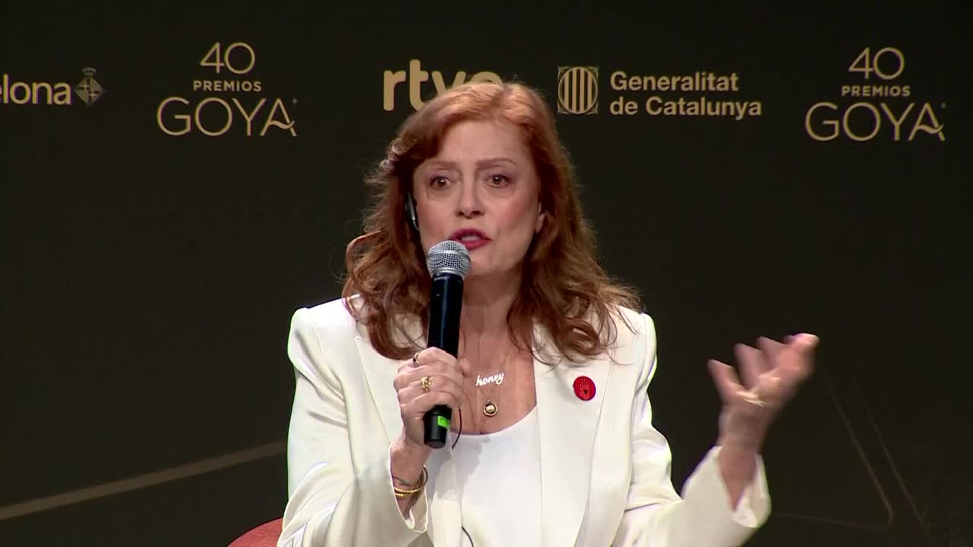 Susan Sarandon, Goya Internacional, destaca el apoyo de España a Gaza: "Es tan importante"