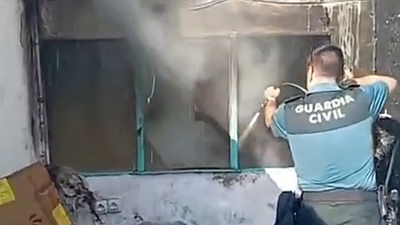 Auxilian a un hombre y rescatan a cuatro mascotas en el incendio de una vivienda en Madrigalejo