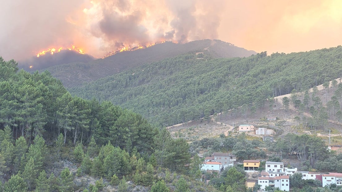 Así se ve el incendio declarado este martes en Pinofranqueado