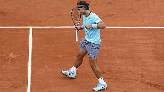 Nadal celebra un punto contra Thiem. 