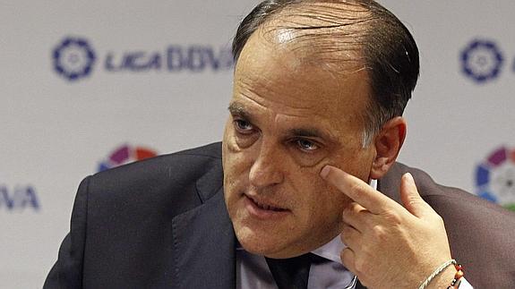 Javier Tebas, en una rueda de prensa. 