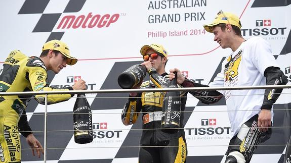 El podio de Moto2 en Phillip Island. 