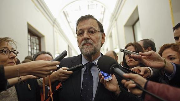 Mariano Rajoy, hoy en los pasillos del Congreso. 