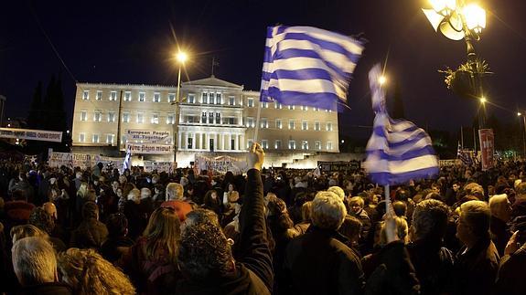 Manifestación en Atenas.