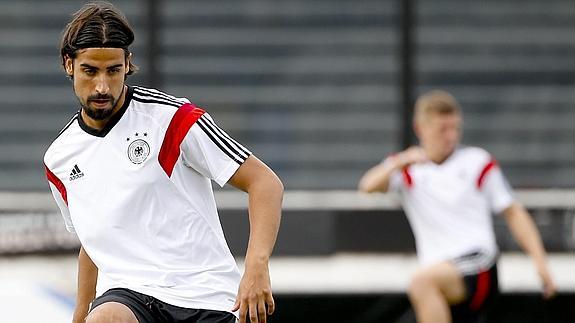 Khedira, en un entrenamiento. 