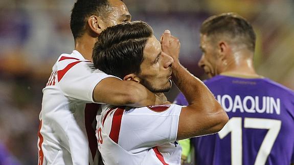 Carriço celebra el segundo gol del Sevilla. Reuters