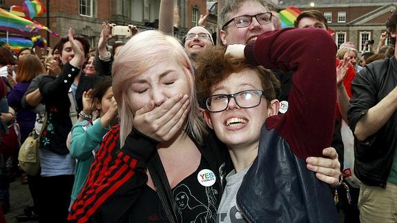 Celebración en Dublín de la aprobación del matrimonio homosexual. 