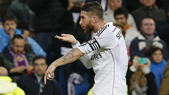 Sergio Ramos celebra un gol. 