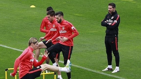 Diego Simeone, en el entrenamiento. 