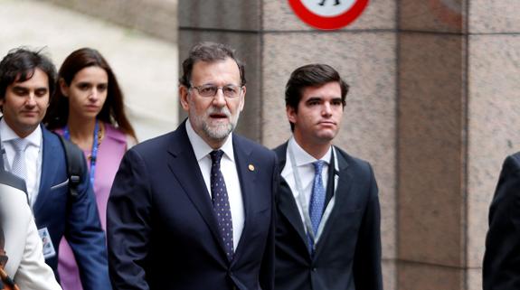 Marianoa Rajoy, ayer, a su llegada al Consejo Europeo. 