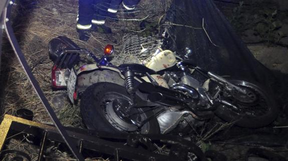 Motocicleta siniestrada el sábado en Pontevedra.