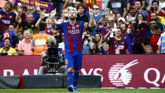Lionel Messi celebra un gol. 
