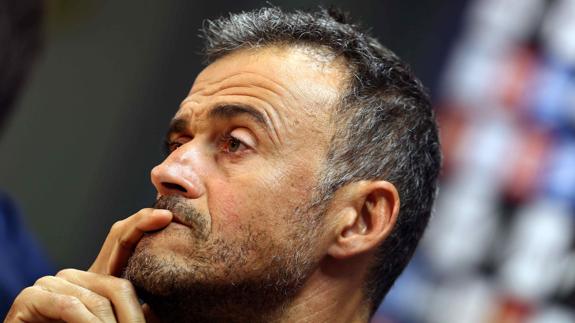 Luis Enrique, en rueda de prensa. 