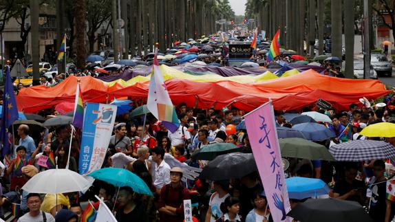 Vista del desfile del orgullo gay en Taiwan.