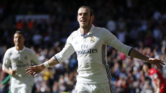 Bale celebra el primer tanto ante el Leganés 