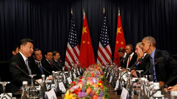 Xi Jinping y Barack Obama, durante su encuentro en Lima.