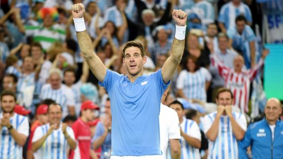 Del Potro celebra el triunfo sobre Cilic. 