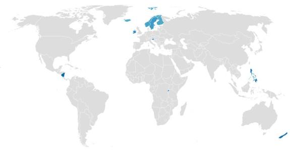 Mapa de los países con menor brecha de género. 