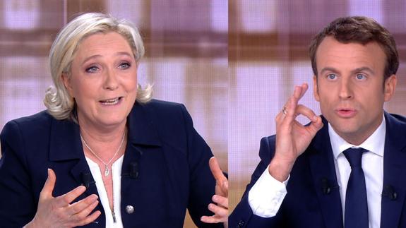 Marine Le Pen y Emmanuel Macron.