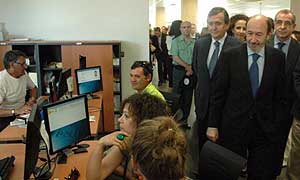 Rubalcaba esta mañana en Mérida.| BRÍGIDO