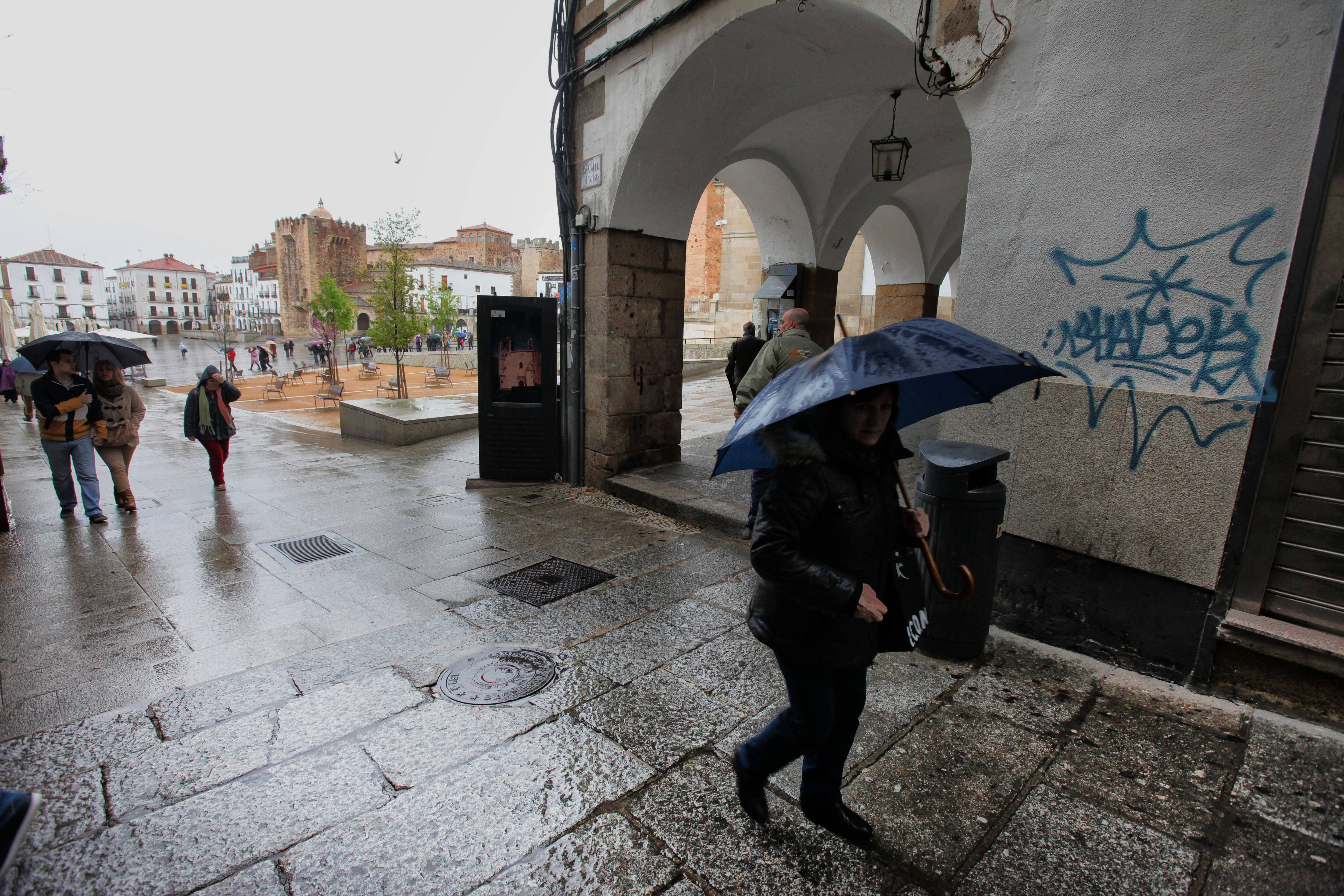 Lluvia en Cáceres. 