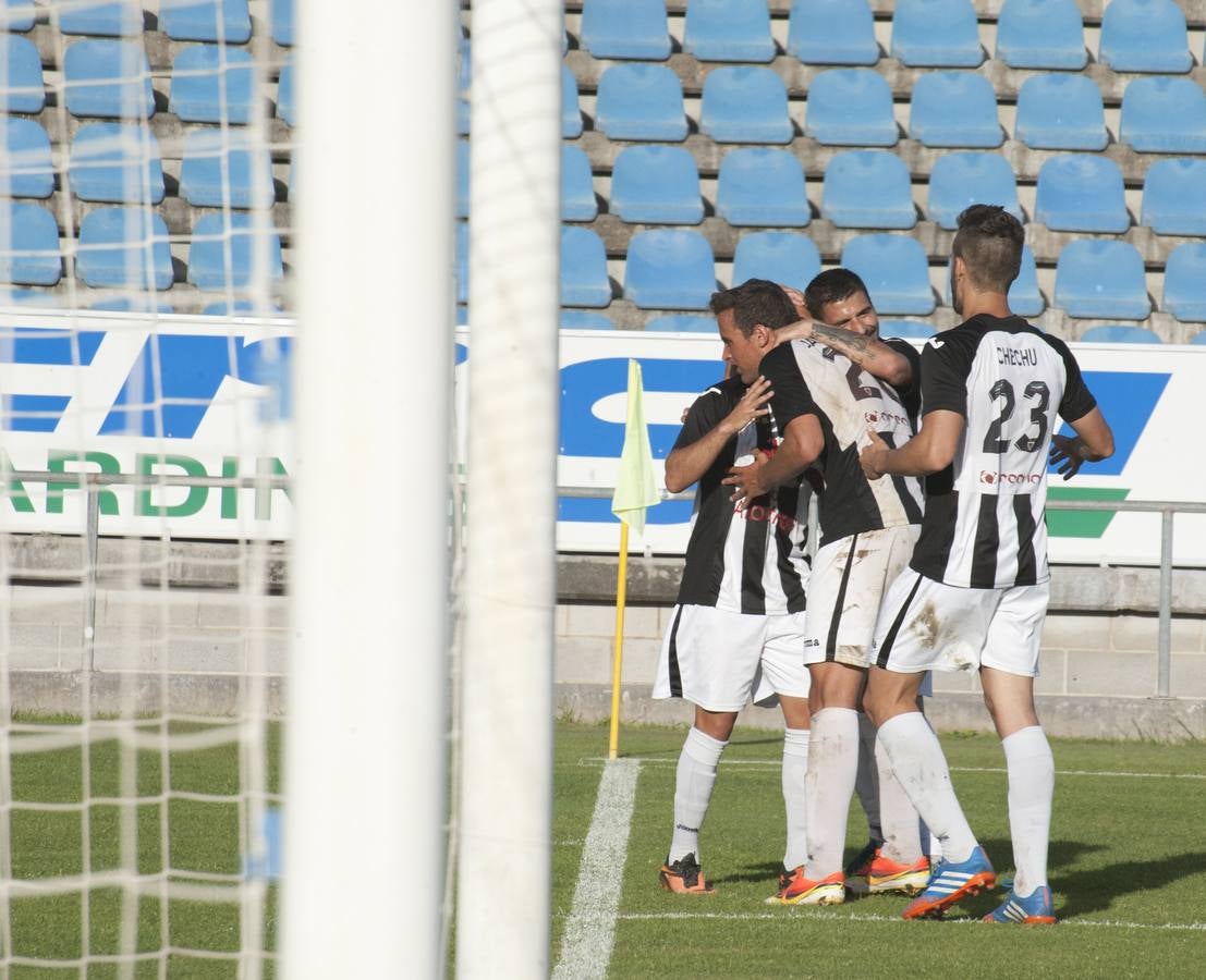 Los futbolistas del Badajoz CF celebran un gol en el Nuevo Vivero. :: hoy