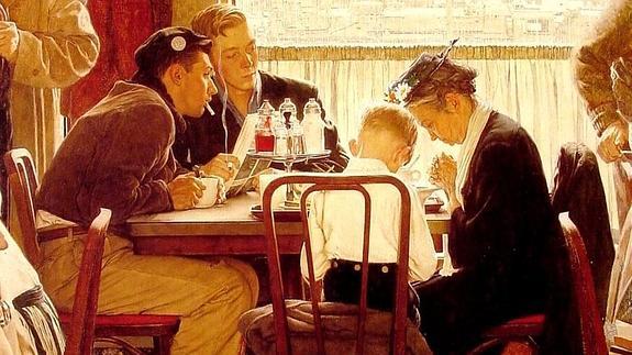 Saying Grace, de Norman Rockwell. 