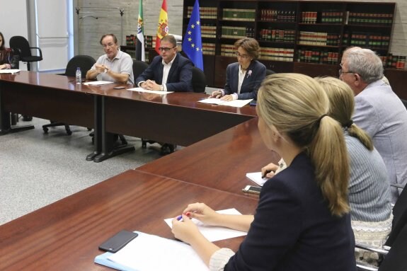 El Consejo Rector del Consorcio durante la reunión mantenida ayer por la mañana. :: J. M. ROMERO