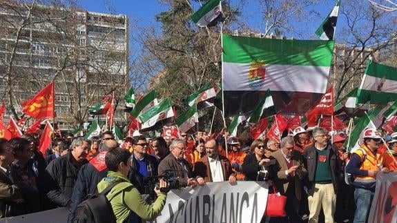 Los mineros de Aguablanca se hacen notar hoy en la manifestación en Madrid