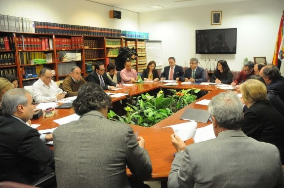 Asistentes a la reunión del Consejo Regional de Comercio, ayer, en la Consejería de Economía. :: brígido