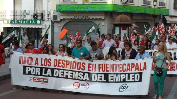 Una de las manifestaciones de los empleados de Fuentecapala en años anteriores.