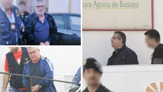 Ignacio Huertas, José Cruz y Miguel Leal, conducidos por agentes de la Guardia Civil