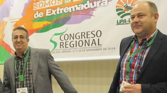 Huertas y Alcón, durante el último congreso de UPA-UCE. 