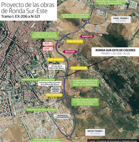 Proyecto de las obras de la Ronda Sur-Este de Cáceres