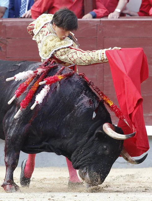 El peruano Andrés Roca Rey da un pase a su primer toro. :: efe