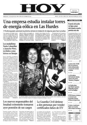 La portada de 1996 cuando Cabanillas llegó de Atlanta. ::                             HOY