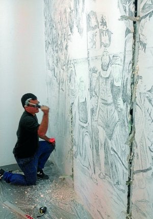 Iván Candeo trabajando.