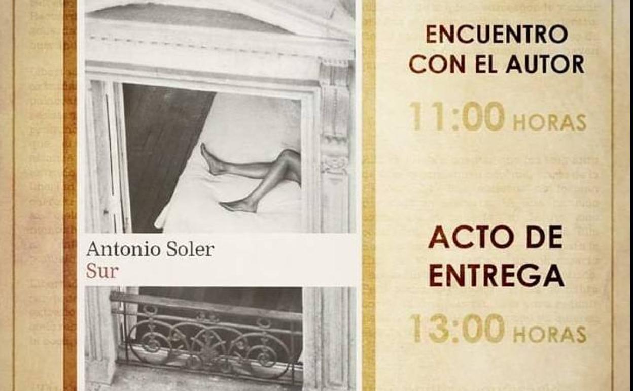 Antonio Soler recogerá este sábado el XIV Premio Dulce Chacón de Narrativa Española por su novela 'Sur'
