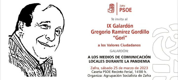 Los medios de comunicación locales recibirán el galardón a los Valores Ciudadanos Gregorio Ramírez 'Gori' del PSOE de Zafra