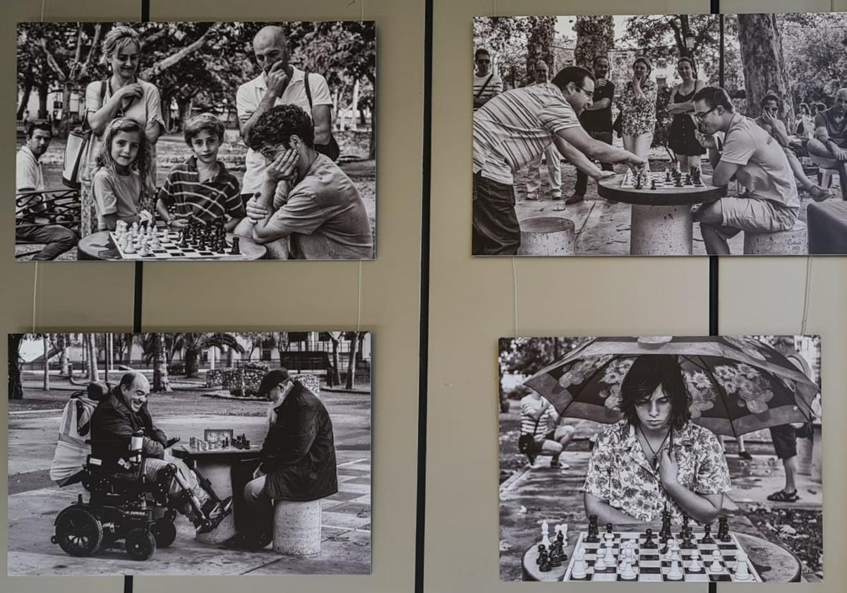 Los zafrenses del Ruy López Agustín Risco y Daniel Gragera, en la exposición 'Las 1000 caras del ajedrez'