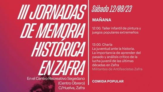 Las III Jornadas de Memoria Histórica serán el 11 y 12 de agosto