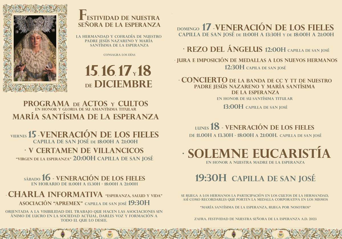 La Hermandad del Nazareno prepara varios actos y cultos por la Festividad de la Esperanza