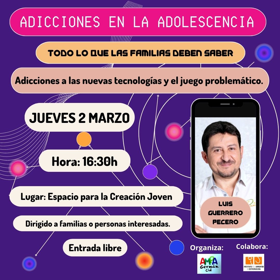 La AMPA del Germán Cid ofrecerá el jueves una charla sobre adicciones en la adolescencia